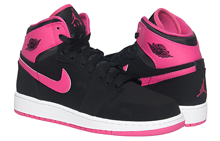 Женские кроссовки Air Jordan 1 Retro High (черно-розовые) — Чёрный / розовый — фото 3