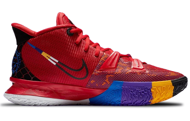 Баскетбольные кроссовки Nike Kyrie 7 (красный / желтый / синий / фиолетовый) — Красный / жёлтый / синий / фиолетовый — фото 2