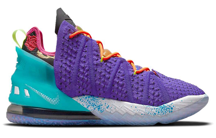 Кроссовки Nike Lebron 18 EP "Psychic Purple" 18 TPU (фиолетово-синие) — Фиолетовый / синий / красный / оранжевый — фото 2