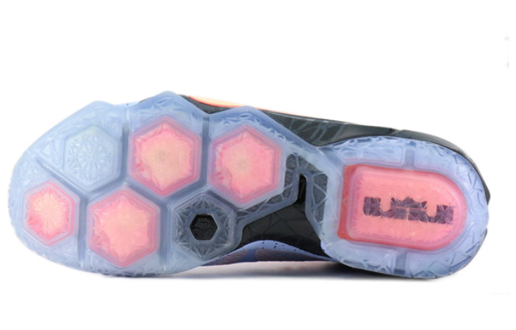 Мужские кроссовки Nike Lebron 12 Easter (черно-фиолетовые) — 铝/晚霞红/岩浆红/黑 — фото 4