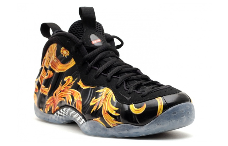 Кроссовки Nike × Supreme Foamposite One OG NYC "Black" (черно-золотые) — Чёрный / золотой — фото 3