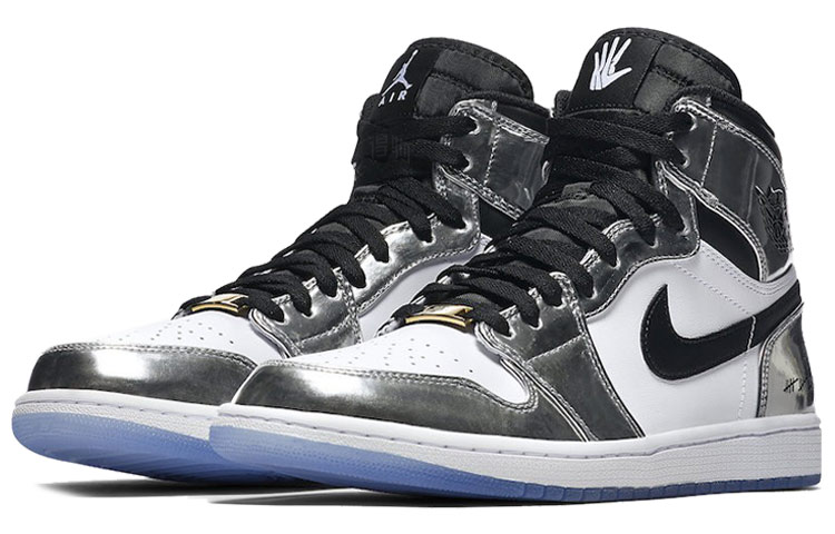 Мужские кроссовки Jordan Air Jordan 1 Retro High Think 16 (Pass The Torch) (черно-бело-серебряные) — фото 2