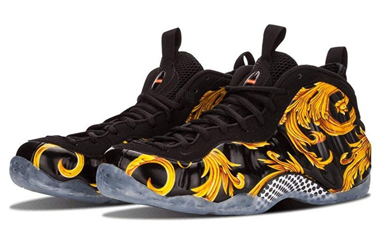 Кроссовки Nike × Supreme Foamposite One OG NYC "Black" (черно-золотые) — Чёрный / золотой — фото 2
