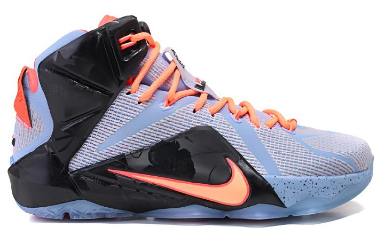 Мужские кроссовки Nike Lebron 12 Easter (черно-фиолетовые) — 铝/晚霞红/岩浆红/黑 — фото 2