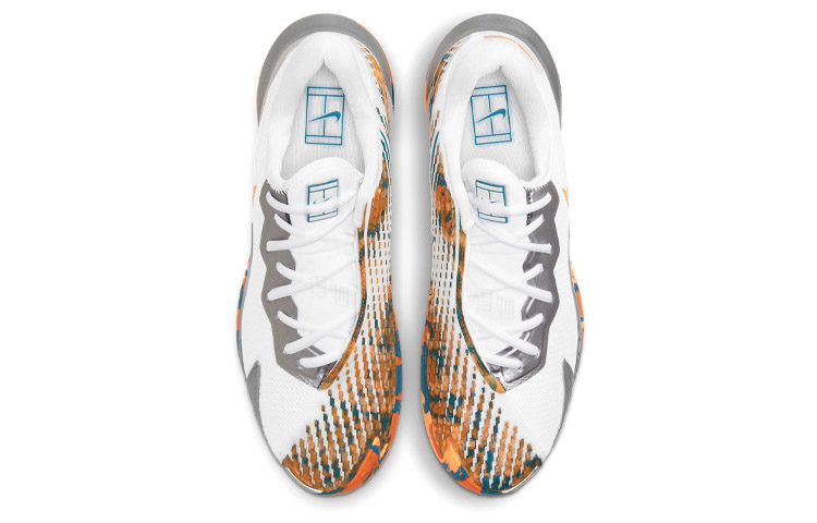 Кроссовки Nike Air Zoom Vapor Cage 4 HC (белый / серебристый / оранжевый) — фото 4