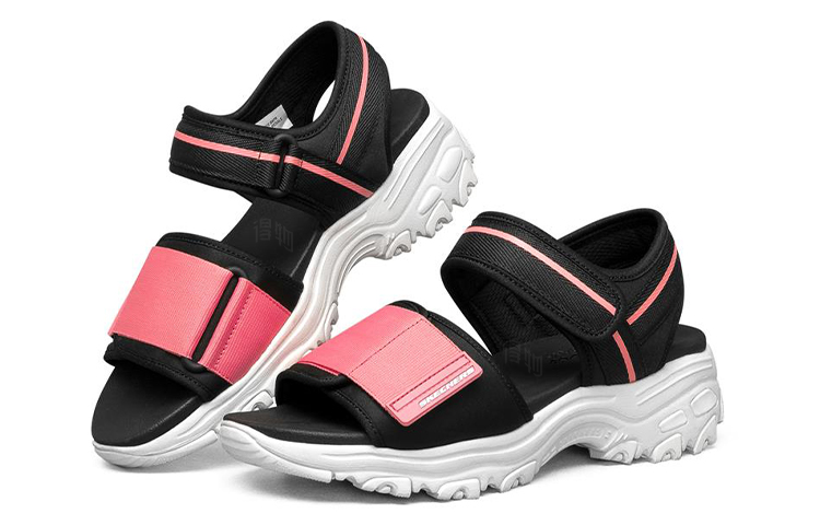 Женские сандалии Skechers D'LITES 1.0 (черно-розовые) — Чёрный / розовыйкрасный — фото 3