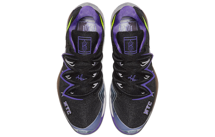 Кроссовки Nike Court Air Zoom Vapor X Kyrie 5 "NYC" (черные) — 黑色/紫色/荧光黄 — фото 4
