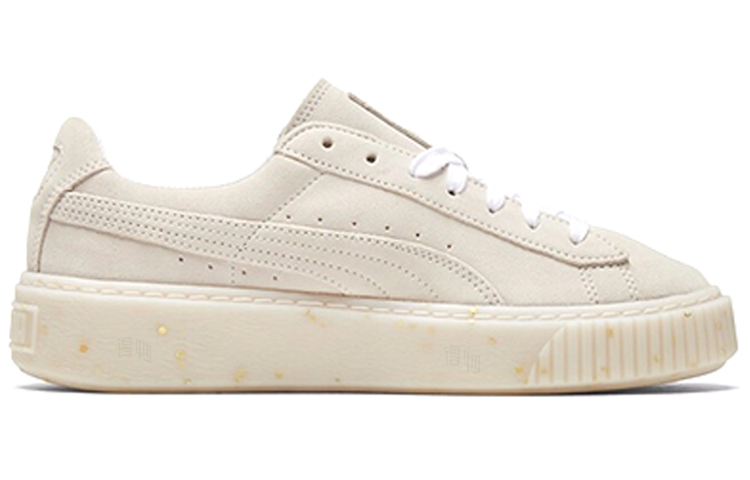 Женские кеды PUMA Suede Platform (бежево-золотые) — фото 2