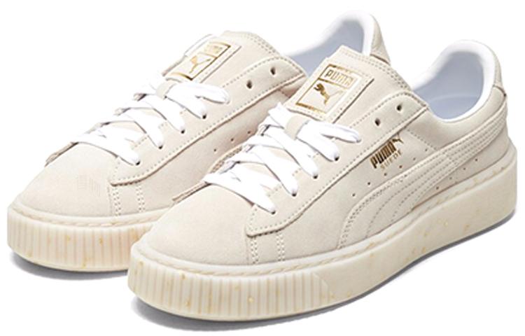 Женские кеды PUMA Suede Platform (бежево-золотые) — фото 3