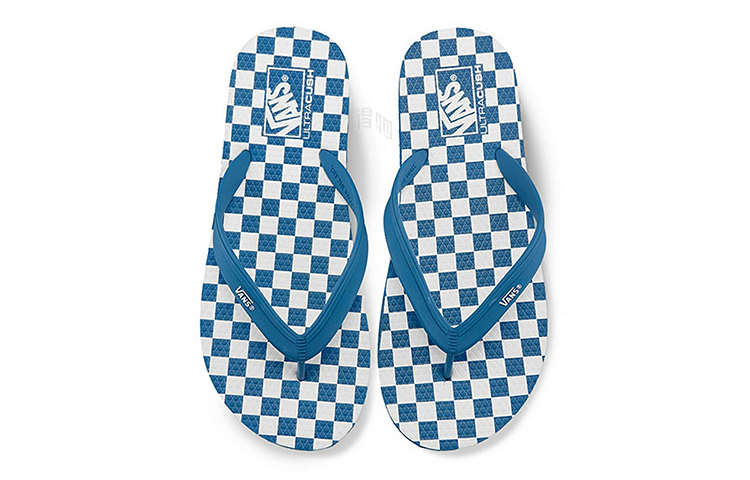 Шлепанцы Vans (бело-синие) — фото 3