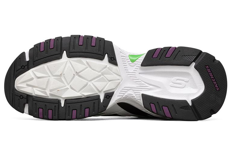 Мужские кроссовки Skechers Stamina V2 (черные с белым, зеленым и фиолетовым) — Чёрный / белый / зелёный / фиолетовый — фото 5