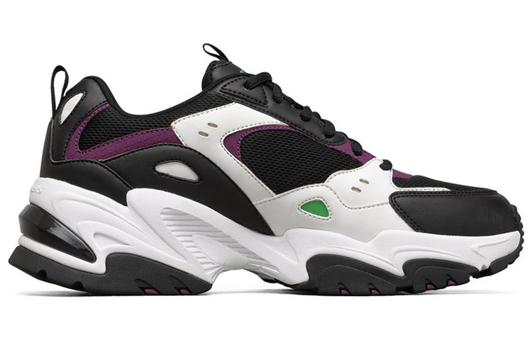 Мужские кроссовки Skechers Stamina V2 (черные с белым, зеленым и фиолетовым) — Чёрный / белый / зелёный / фиолетовый — фото 2