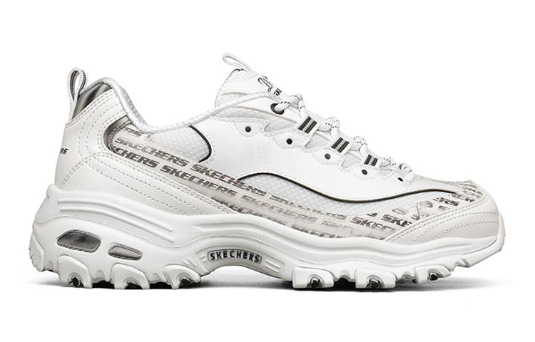 Женские кроссовки Skechers D'Lites 1.0 (белый с черным) — Белый / чёрный — фото 2