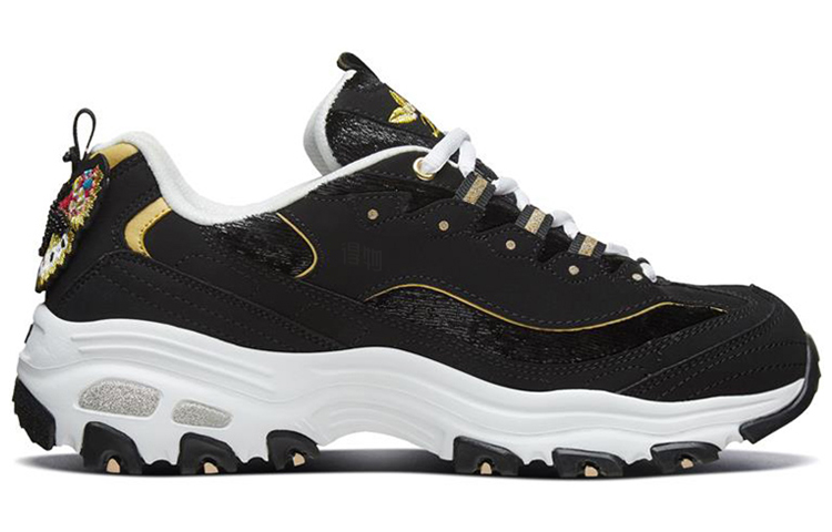 Женские кроссовки Skechers D'LITES 1.0 (черно-золотые) — Чёрный / золотой — фото 2