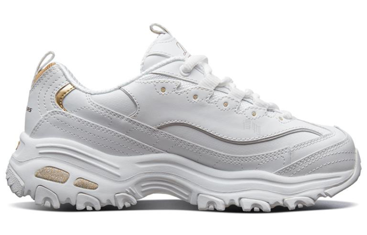 Женские кроссовки Skechers D'Lites 1.0 (бело-золотые) — фото 2