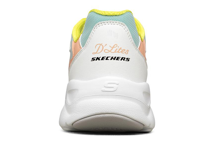 Женские кроссовки Skechers D'Lites Airy (белый / оранжевый / зеленый) — Белый / оранжевый / зелёный — фото 4