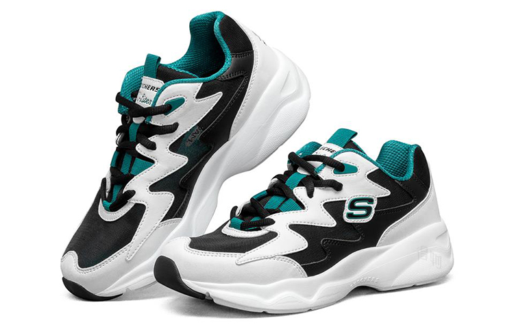 Женские кроссовки Skechers D'LITES AIRY (бело-черно-зеленый) — Белый / чёрный / зелёный — фото 3