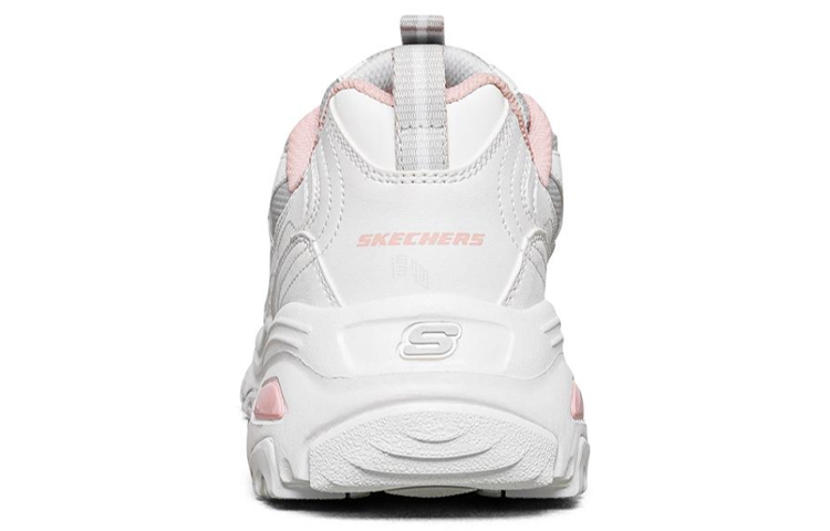 Женские кроссовки Skechers D'LITES 1.0 (бело-серо-розовые) — Белыйсерыйрозовый — фото 4