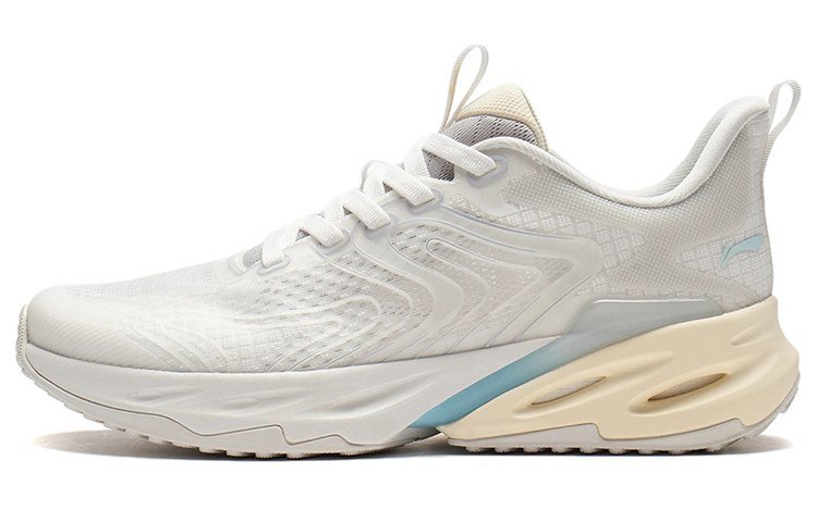 Li Ning Comfortable Cushioning Slip Resistant Abrasion Resistant Breathable Low top Running Shoes Men’s White Gray