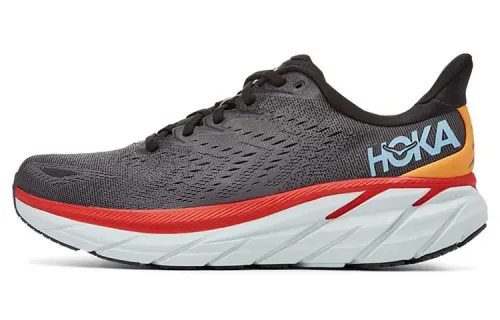 HOKA ONE ONE Clifton 8 Anthracite Castlerock Red Wide