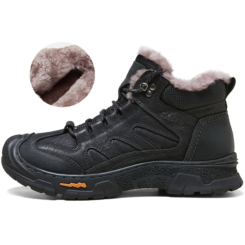 CAMEL Wool Fleece Lined Thermal, Mountaineering Hiking High top Outdoor Shoes Men’s