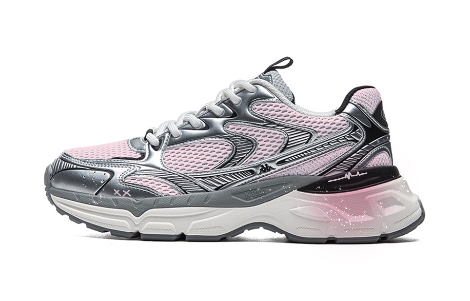 Kappa Abrasion Resistant, Breathable, Lightweight Low top Running Shoes Unisex Silver Gray