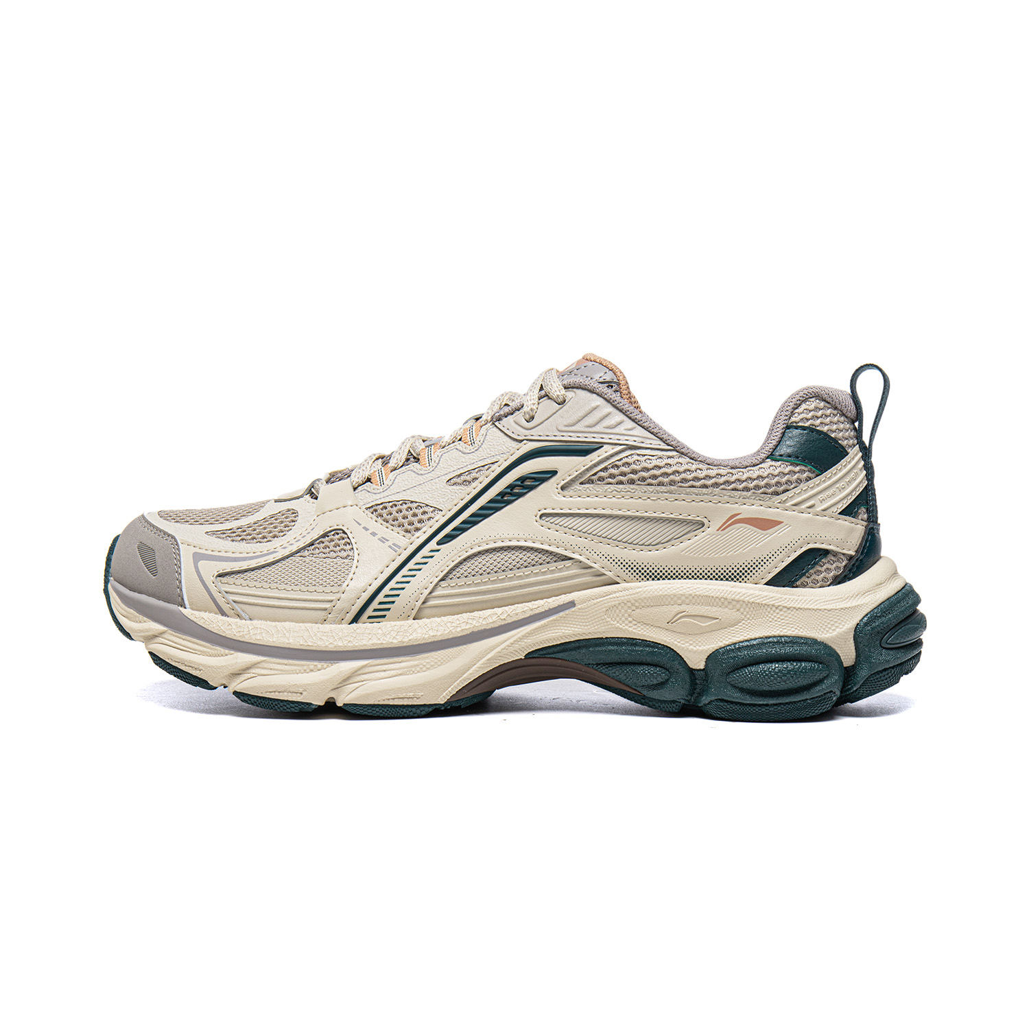 Li Ning Fuyao Boom Cushioning Slip Resistant Abrasion Resistant Rebound Low top Running Shoes Men’s Beige Gray