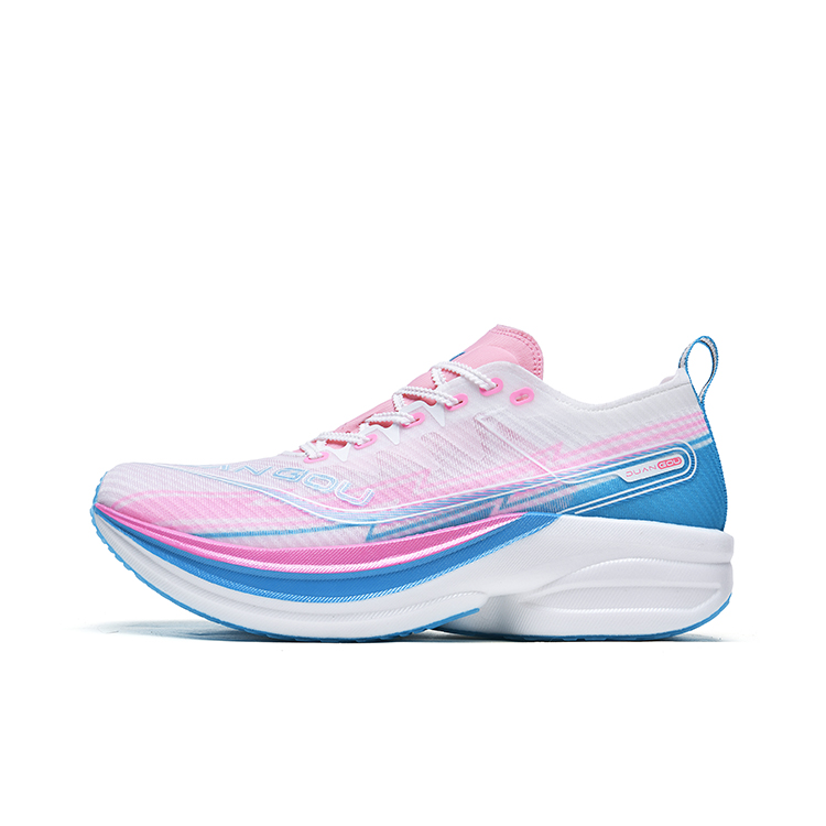 DUANGOU Cushioning Slip Resistant Abrasion Resistant Support Low top Marathon Running Shoes Unisex Blue Pink Mismatched