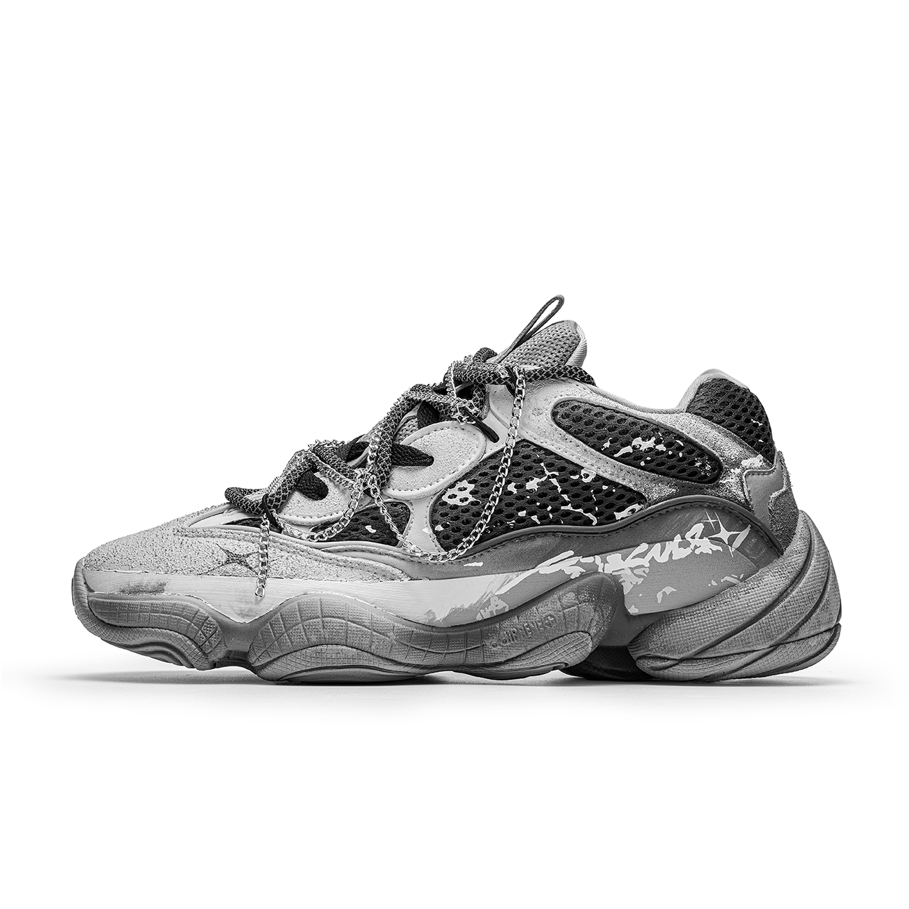 Adidas Yeezy 500 Blank Signal Slip Resistant Slip Resistant Low top Chunky Sneakers Unisex Black Gray