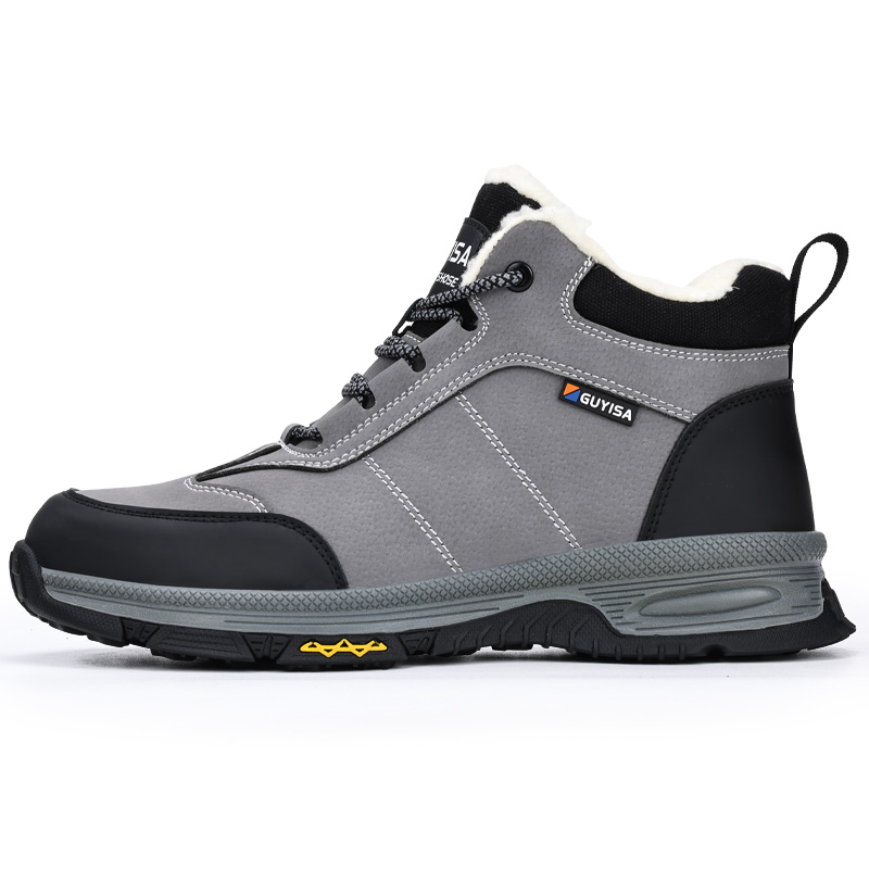 LANOUDUN Impact Resistant Support Thermal High top Outdoor Shoes Unisex Gray Black