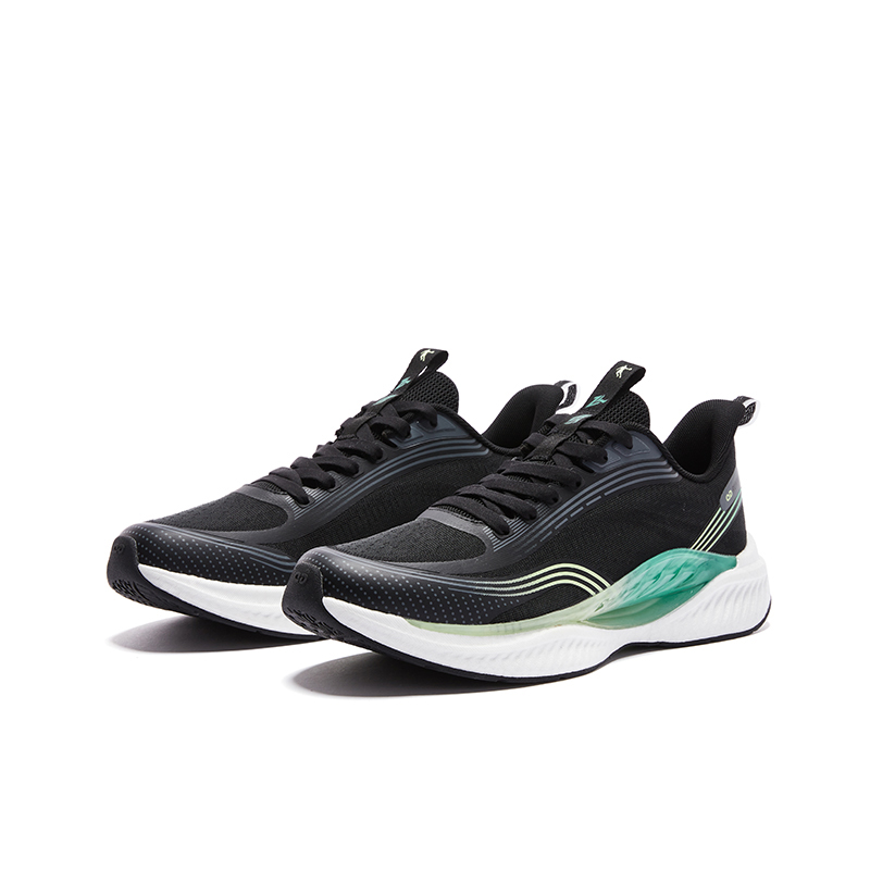 QIAODAN Breathable Cushioning Impact Resistant Low top Casual Running Shoes Men’s Black Green