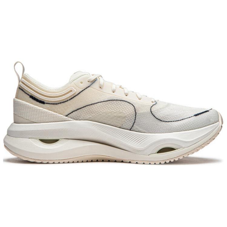 Li Ning Fabric Cushioning Abrasion Resistant Lightweight Rebound Low top Running Shoes Women’s Ecru