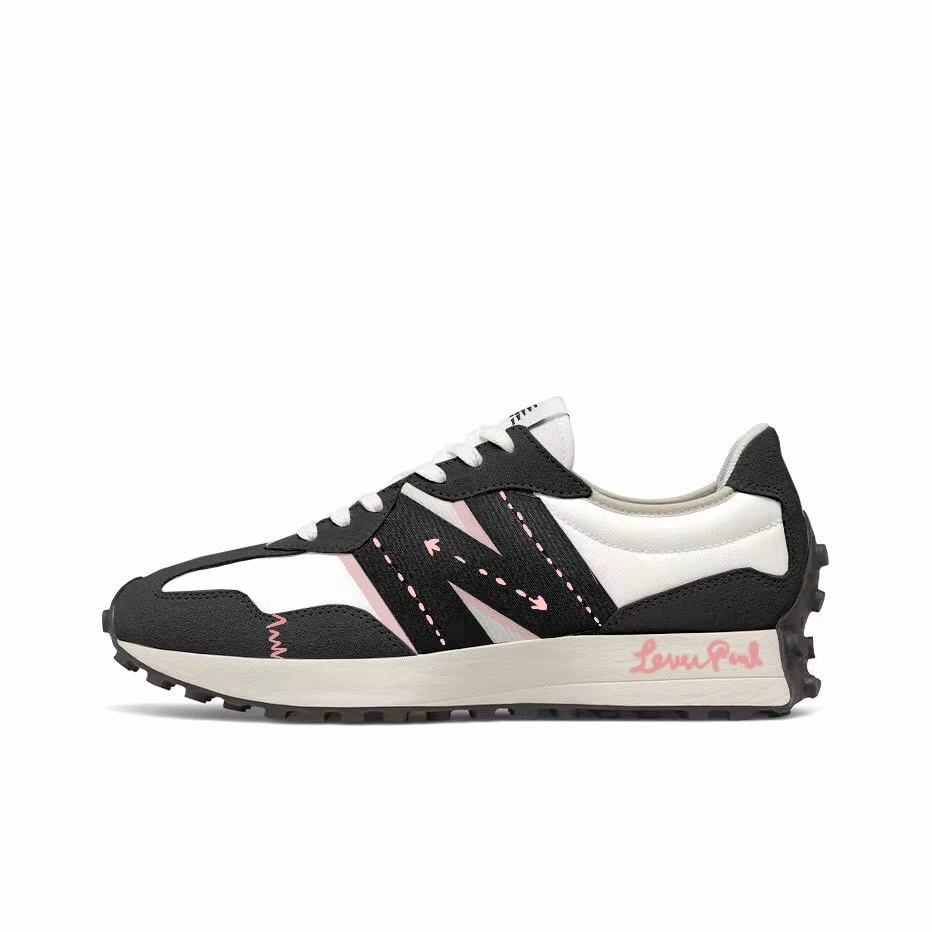 New Balance NB 327 Cushioning Abrasion Resistant Coverage Support Thermal Low top Running Shoes Unisex Black Pink