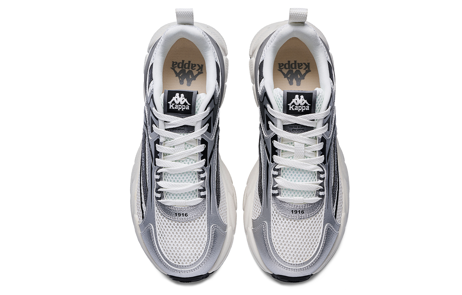 Kappa Slip Resistant Abrasion Resistant Low top Running Shoes Unisex White Silver Gray