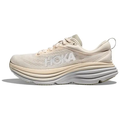 HOKA ONE ONE Bondi 8 comfortable, fashionable, versatile, non-slip, wear-resistant, low-top running shoes, men's white and green