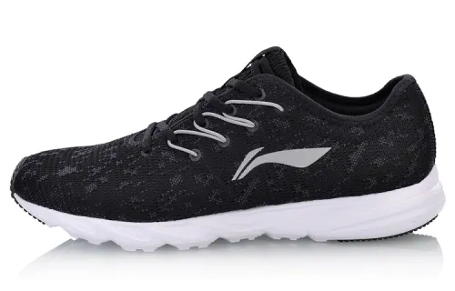 Li Ning Comfortable Slip Resistant, Abrasion Resistant, Breathable, Lightweight Low top Running Shoes Unisex Black Gray