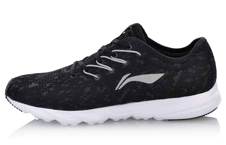 Li Ning Comfortable Slip Resistant, Abrasion Resistant, Breathable, Lightweight Low top Running Shoes Unisex Black Gray