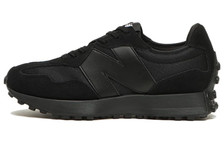 New Balance NB 327 comfortable fabric leather nylon wrapping low top cross-country casual running shoes men's black