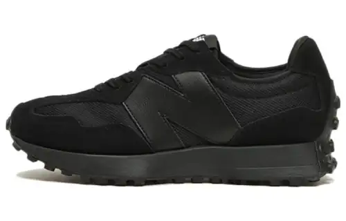 New Balance NB 327 comfortable fabric leather nylon wrapping low top cross-country casual running shoes men's black