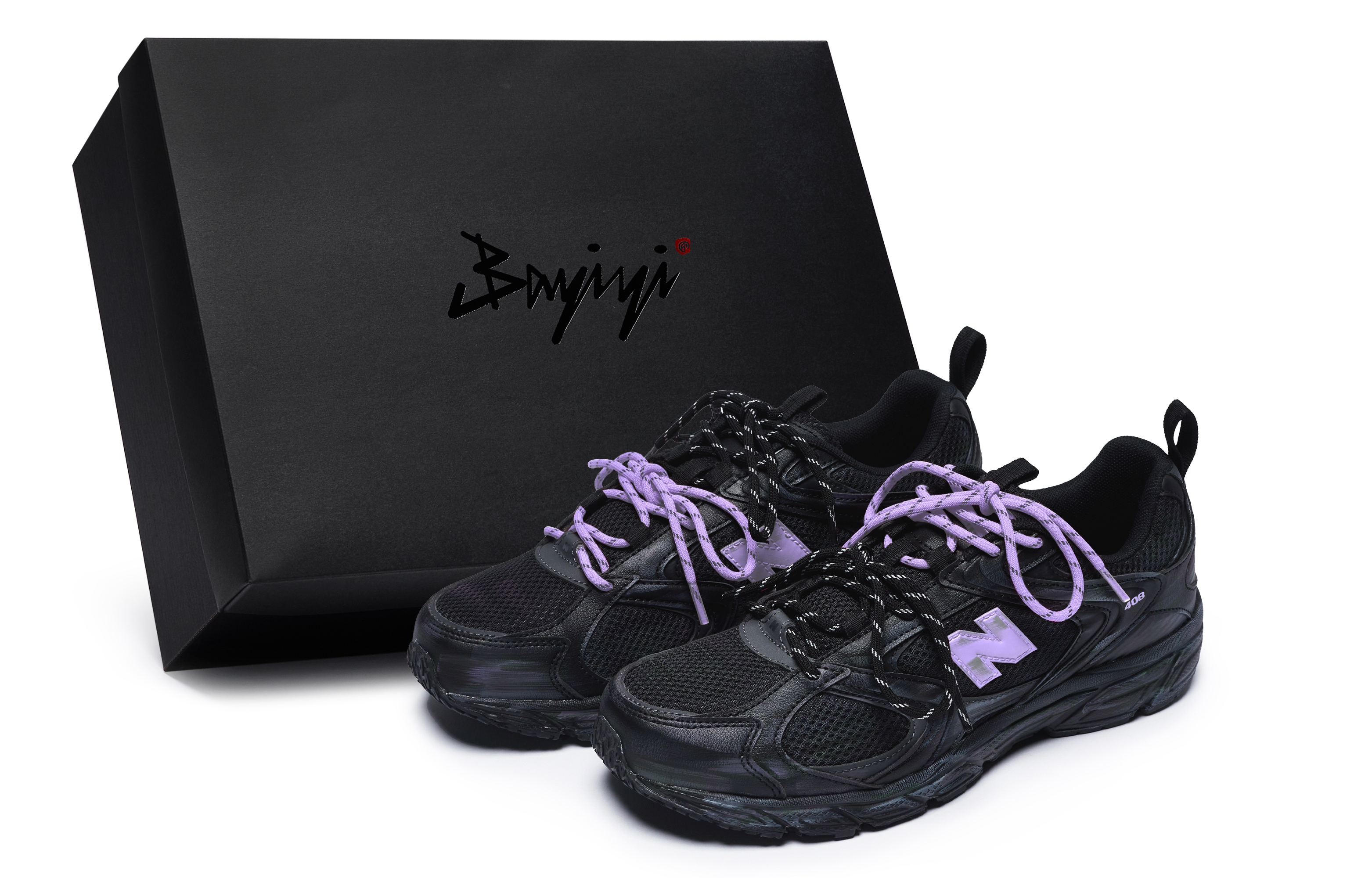 New Balance 408 Slip Resistant Low top Running Shoes Unisex Black Purple D Width