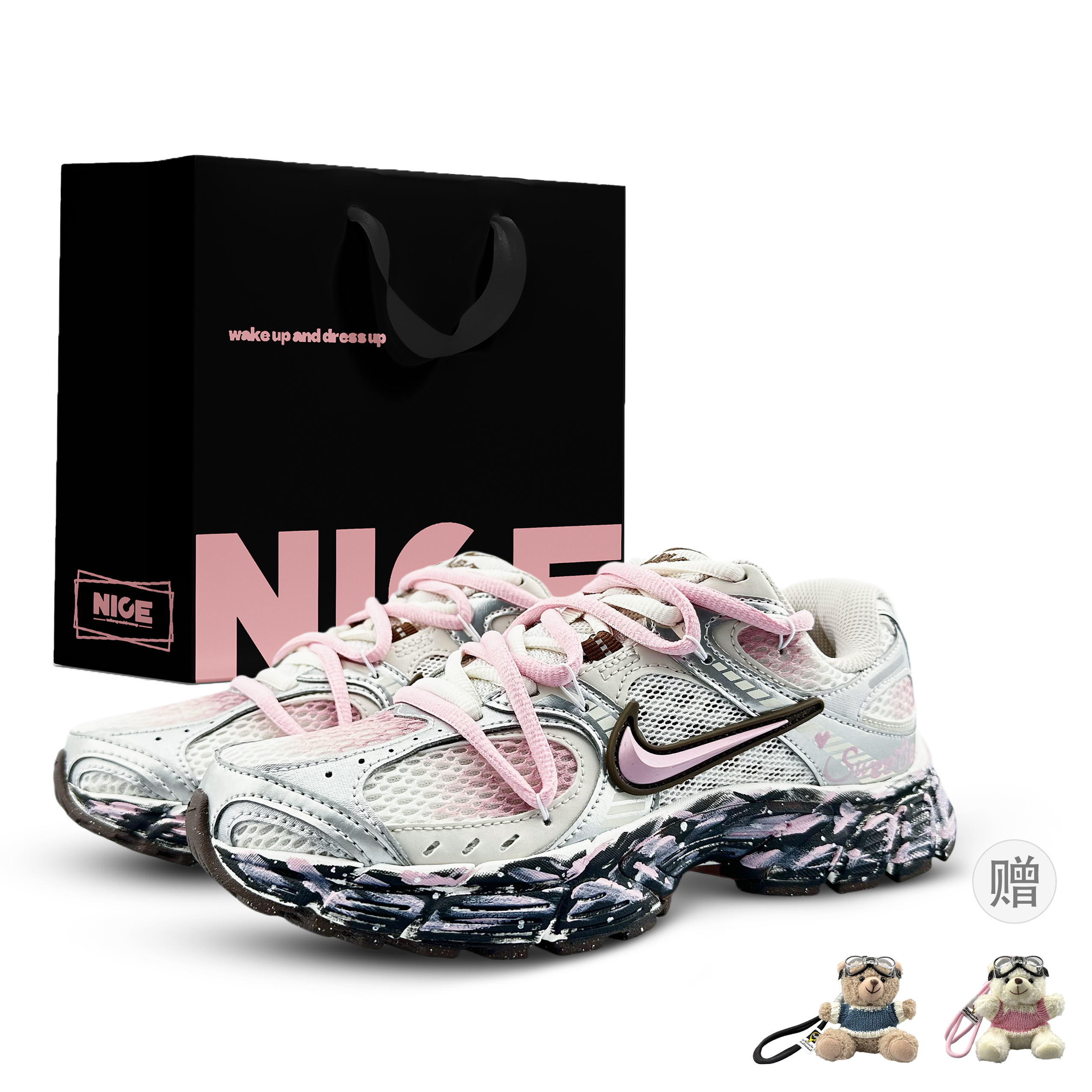 Nike V5 RNR Abrasion Resistant Breathable Low top Running Shoes Women’s White Pink
