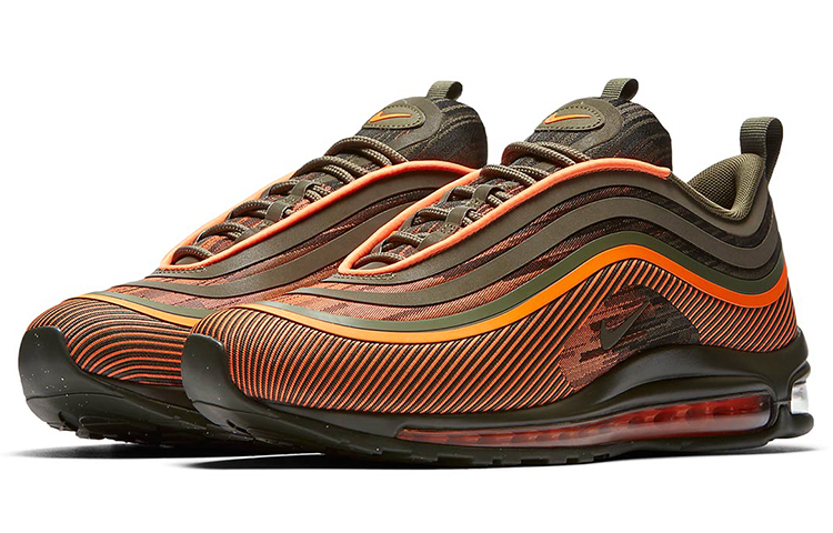Мужские кроссовки Nike Air Max 97 Ultra'17 (серо-зелено-оранжевые) — фото 3