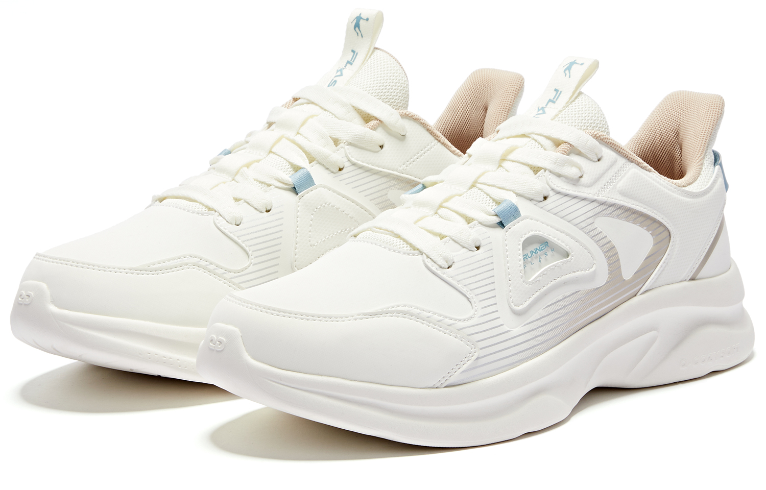 QIAODAN Slip Resistant Abrasion Resistant Breathable Low top Running Shoes Men’s White