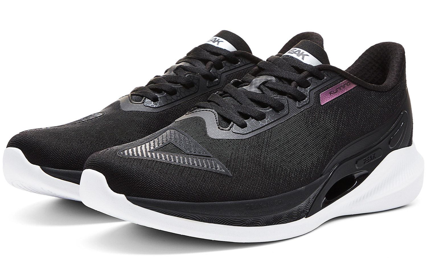 PEAK Cushioning Slip Resistant Abrasion Resistant Breathable Rebound Low top Running Shoes Unisex Black Baymax