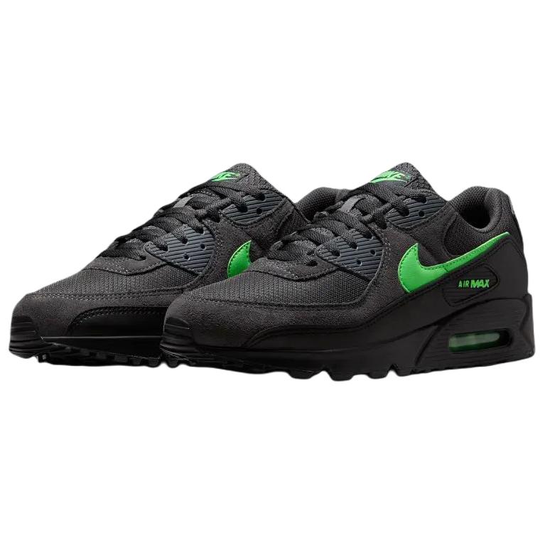 Nike Air Max 90 Mesh, Leather Abrasion Resistant Low top Running Shoes Men’s Black Green