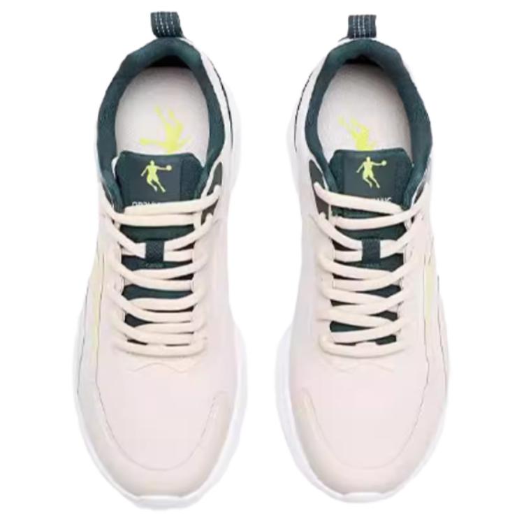 QIAODAN Slip Resistant Abrasion Resistant Low top Casual Sprint Running Shoes Men’s Beige Green