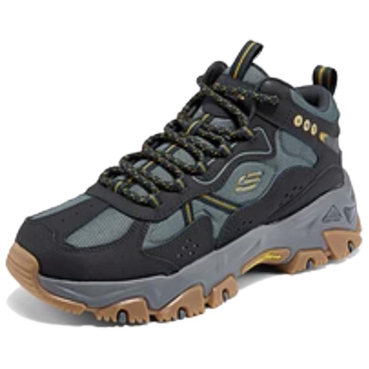 Skechers Abrasion Resistant Breathable Height Increasing Mid top Casual Shoes Men’s Black Gray Yellow