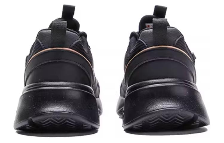 QIAODAN Comfortable Slip Resistant Abrasion Resistant Low top Casual Running Shoes Men’s Black Gold