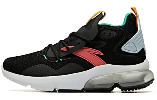 Anta Cushioning Slip Resistant Breathable Rebound Mid Top Running Shoes Women's Black White Pink