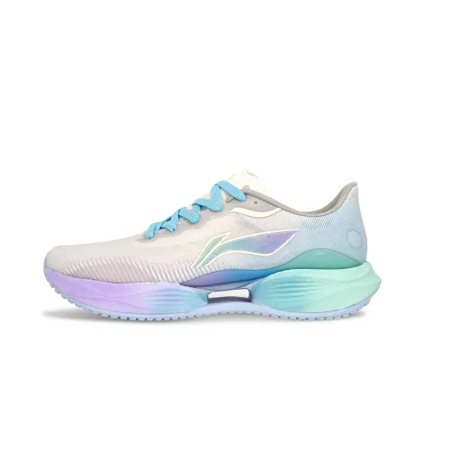 Li Ning Super Light 22 Cushioning Slip Resistant Breathable Low top Casual Running Shoes Men's White Purple Blue